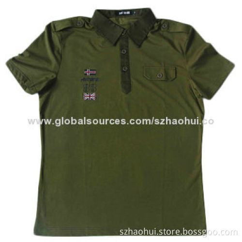 Men's short sleeve polo shirt, army green design for personalized fashion, OEM order is available